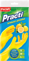 Перчатки хозяйственные Paclan Practi с ароматом лимона (S, желтый) - 