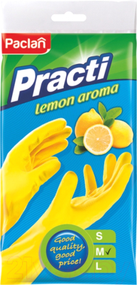 Перчатки хозяйственные Paclan Practi с ароматом лимона (M, желтый)