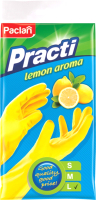 Перчатки хозяйственные Paclan Practi с ароматом лимона (L, желтый) - 