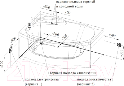 Ванна акриловая Radomir Монти 150x105 / 2-01-0-1-1-213