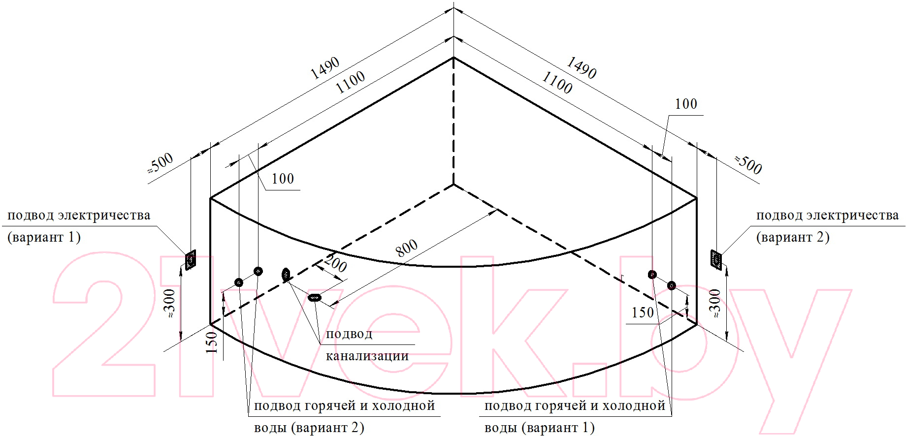 Ванна акриловая Vannesa Сандра 149x149 / 2-01-0-0-1-221