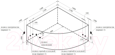 Ванна акриловая Vannesa Сандра 149x149 / 2-01-0-0-1-221