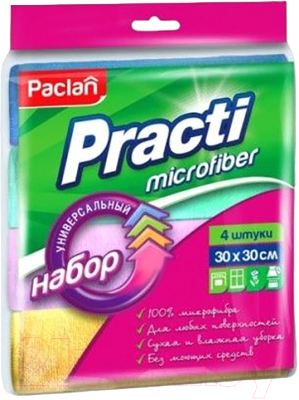 Набор салфеток хозяйственных Paclan Practi Microfiver 30x30 (4шт)