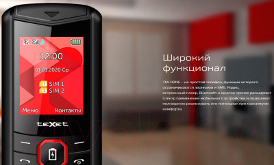 Мобильный телефон Texet TM-D206 (черный/красный)