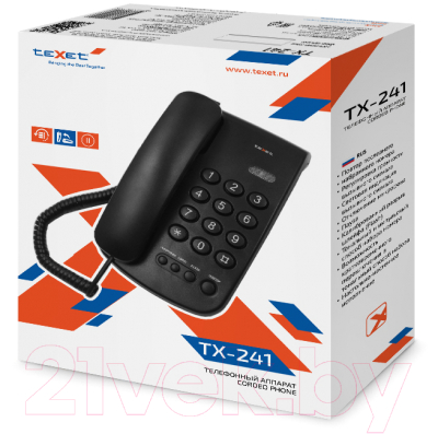 Проводной телефон Texet TX-241 (черный)