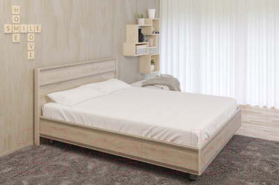 Двуспальная кровать Лером Карина КР-2003-ГС 160x200 (гикори джексон светлый)