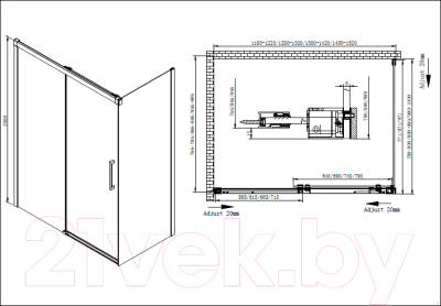 Купить Душевой уголок Cezares LUX-SOFT-W-AH-1-120/80-C-Cr-IV в Могилеве