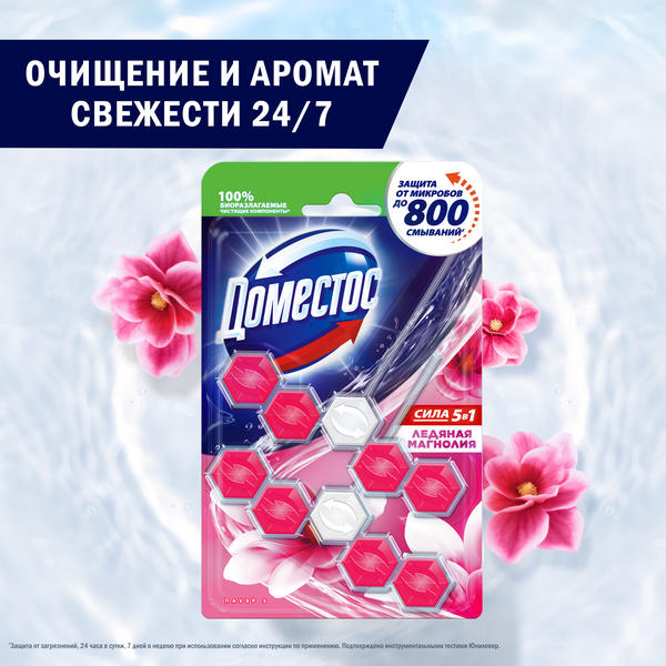 Чистящее средство для унитаза Domestos Power 5. Ледяная магнолия (2x55г)