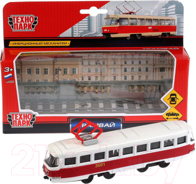 Трамвай игрушечный Технопарк SB-16-66-OR-WB