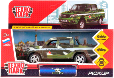 Автомобиль игрушечный Технопарк UAZ Pickup Военный / PICKUP-MIL
