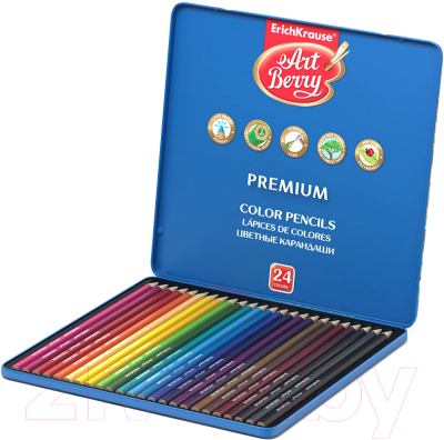 Набор цветных карандашей Erich Krause ArtBerry Premium металлический / 44631 (24цв)
