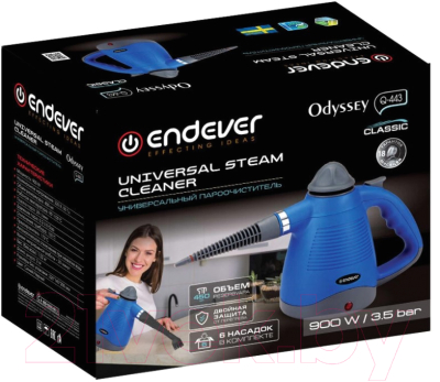 Пароочиститель Endever Odyssey Q-443 (черный/синий)