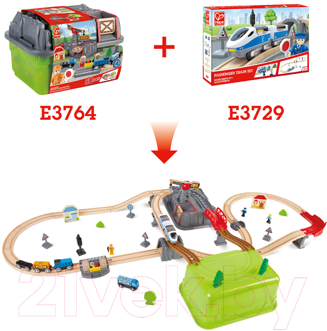 Железная дорога игрушечная Hape Строительный комплекс / E3764-HP
