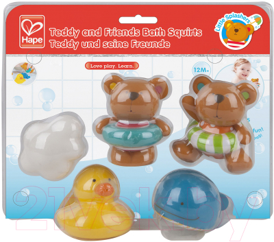 Набор игрушек для ванной Hape Тедди и его друзья / E0201-HP