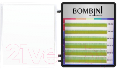 Ресницы для наращивания Bombini Holi D-0.07-mix (6 линий, зеленый)