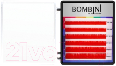 Ресницы для наращивания Bombini Holi D-0.07-mix (6 линий, красный)