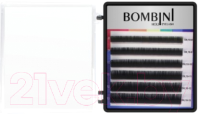Ресницы для наращивания Bombini Holi D-0.1-mix (6 линий, черно-фиолетовый)