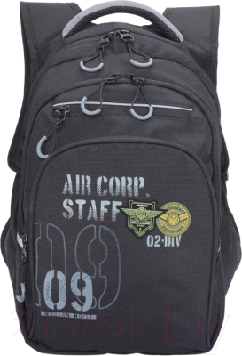 Школьный рюкзак Grizzly RB-050-2 (черный/серый)
