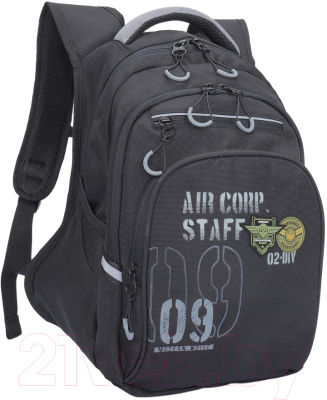 Школьный рюкзак Grizzly RB-050-2 (черный/серый)
