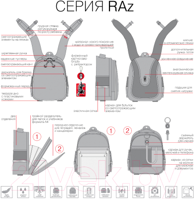 Школьный рюкзак Grizzly RAz-086-7 (фиолетовый)