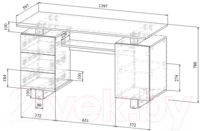 Комплект мебели для кабинета MFMaster Ренцо УШ-2-03 / Ренцо-2-03-ВМ-02 (венге)