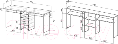 

Письменный стол MFMaster, Тандем-2Я Глянец / ТДМ-2ЯН-ББ-ГЛ