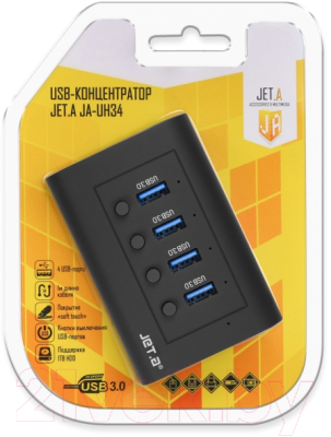 USB-хаб Jet.A JA-UH34 (черный)