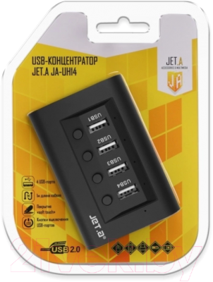 USB-хаб Jet.A JA-UH14 (черный)