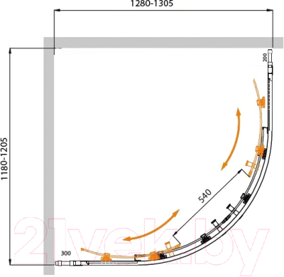 Купить Душевой уголок Cezares MOLVENO-RH-22-130/120-C-Cr-IV в Молодечно