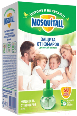 Наполнитель для фумигатора Mosquitall Защита для всей семьи от комаров 60 ночей (30мл)