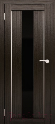Дверь межкомнатная Юни Амати 05 60x200 (дуб венге/стекло черное)