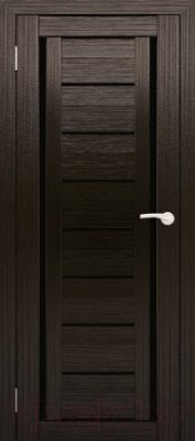 Дверь межкомнатная Юни Амати 06 60x200 (дуб венге/стекло черное)