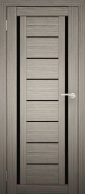 Дверь межкомнатная Юни Амати 06 60x200 (дуб дымчатый/стекло черное)