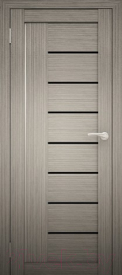 Дверь межкомнатная Юни Амати 07 90x200 (дуб дымчатый/стекло черное)