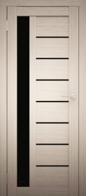 Дверь межкомнатная Юни Амати 04 60x200 (дуб беленый/стекло черное)