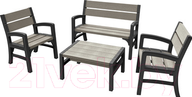 Комплект садовой мебели Keter Montero WLF Bench Set / 233152 (серый)