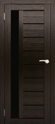 Дверь межкомнатная Юни Амати 04 60x200 (дуб венге/стекло черное)