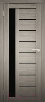 Дверь межкомнатная Юни Амати 04 60x200 (дуб дымчатый/стекло черное)