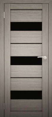 Дверь межкомнатная Юни Амати 12 60x200 (дуб дымчатый/стекло черное)