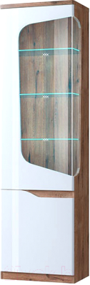 Шкаф-пенал с витриной Anrex Evora 1V1D L (веллингтон/белый глянец)