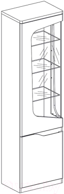 Шкаф-пенал с витриной Anrex Evora 1V1D L (веллингтон/белый глянец)