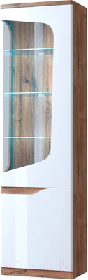 Шкаф-пенал с витриной Anrex Evora 1V1D P (веллингтон/белый глянец)