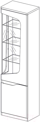 Шкаф-пенал с витриной Anrex Evora 1V1D P (веллингтон/белый глянец)