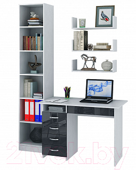 

Комплект мебели для кабинета MFMaster, Милан УШ-1-06 Глянец / Милан-1-06-БН-ГЛ