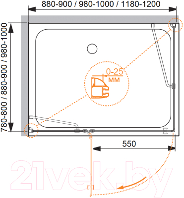 Душевой уголок Cezares VERONA-W-AH-1-90/100-C-Cr