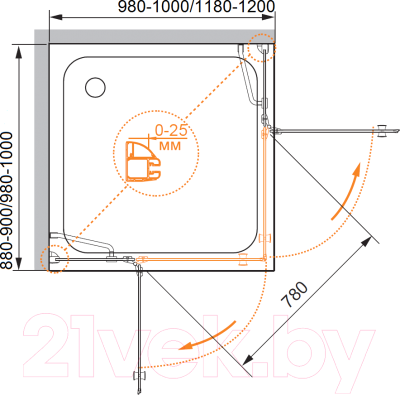 Душевой уголок Cezares VERONA-W-AH-2-120/100-C-Cr