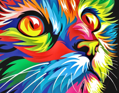 

Картина по номерам Menglei, Разноцветный котик / 34VP2