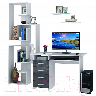 

Комплект мебели для кабинета MFMaster, Милан УШ-3-05 Глянец / Милан-3-05-БН-ГЛ