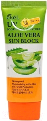 Крем солнцезащитный Ekel UV Aloe Vera Sun Block SPF50+/PA+++ с экстрактом алоэ (70мл)