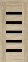 Дверь межкомнатная Юни Бона 03 40x200 (дуб сонома/стекло черное) - 